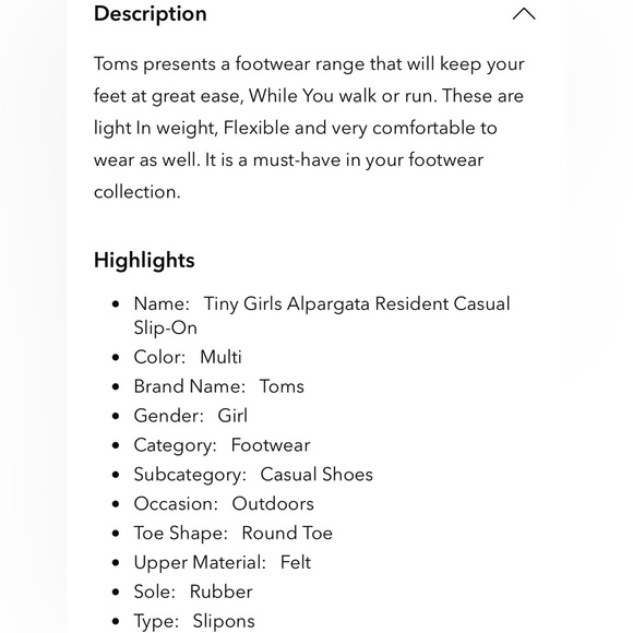 TOMS Alpargata Resident Slip-On Kids Size 1 - Picture 10 of 11